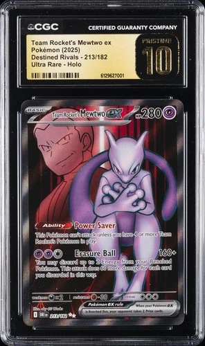2025 POKEMON #213/182 TEAM ROCKET'S MEWTWO EX CGC 10 PRISTINE
