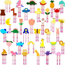 36 Pcs Wind Chime Kit for Kids DIY Wooden Wind Chime Make Your Own Animal Fruit
