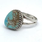 Vintage Native American Turquoise Sterling Silver Men's Ring - Size 14.75