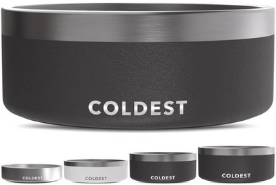 Coldest Dog Bowl - Anti Rust Metal, Non Slip, 3 Layers 64 oz, Stealth Black 