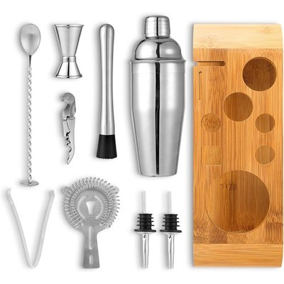 Cocktail 750ml Shaker Edelstahl 10 Stück Set Zubehör Barkeeper Mixer w/Ständer