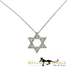 Diamond Magen David Star of David White Gold Pendant Necklace