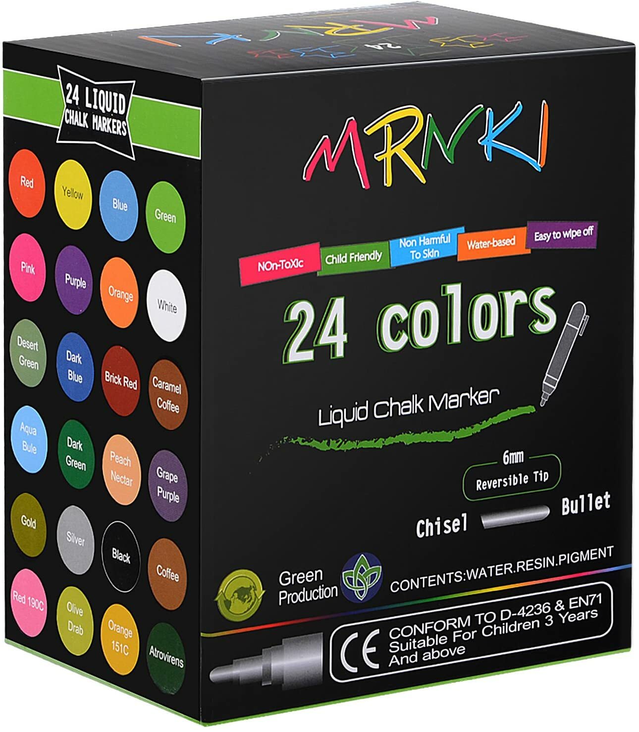 Liquid Chalk Markers 24 Color Branch Erasable Chalk Marker for Kids with Smooth