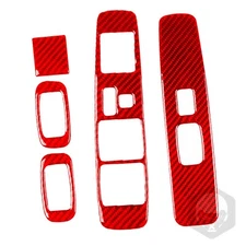 4Pcs Red Carbon Fiber Window Lift Switch Panel Cover For Toyota Tacoma 2001-2004