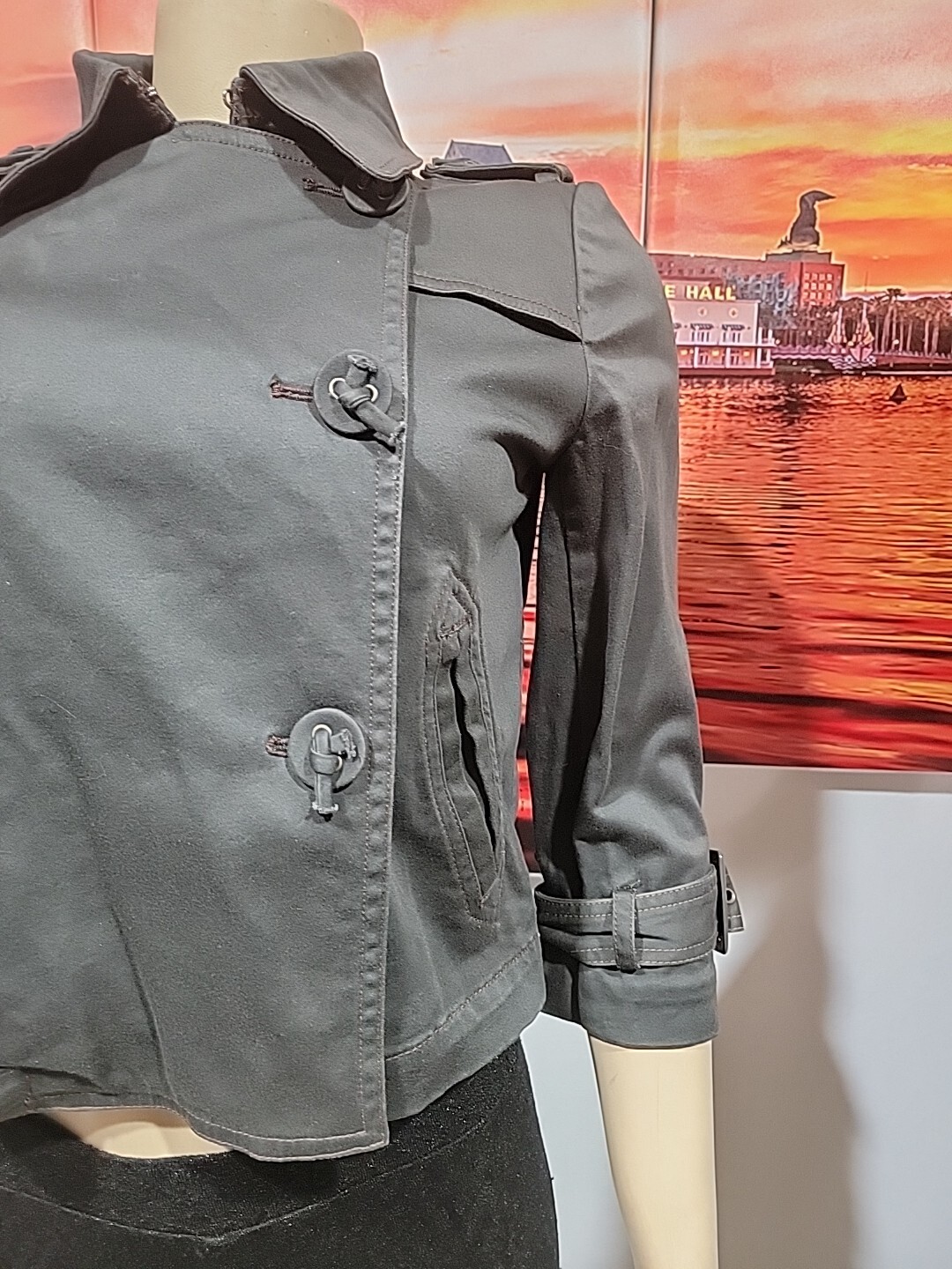 Oops Dark Gray Size M Double Breasted Cropped Hig… - image 2