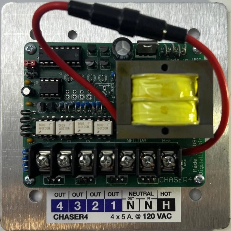 CHASER4: lighting chaser controller 4 x 600W @120V LED lights/neon - Made in USA - Image 2 of 4