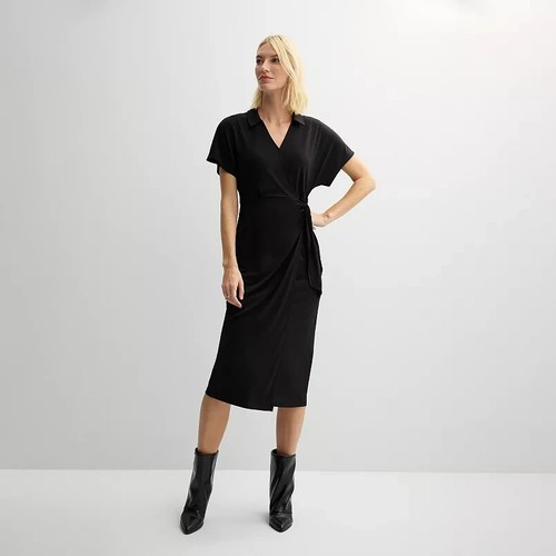 Women's Nine West Dolman Midi Dress - Black - Medium - Stretch