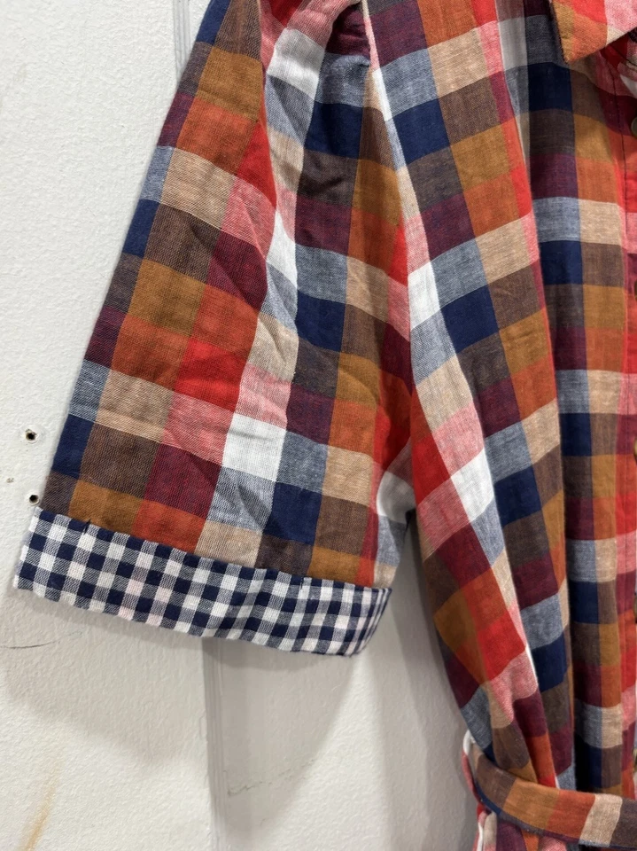 NUEVO CON ETIQUETAS Jodifl Mujer Talla Grande Botones Cuadros Cinturón Vestido Bolsillos Rojo Azul Corbata Foto 4 de 4