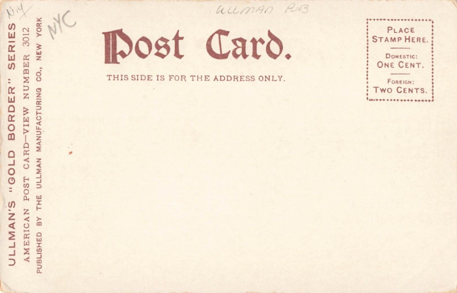 Antique Postcard, Ullman's Gold Border Series, New York City, NY, Long