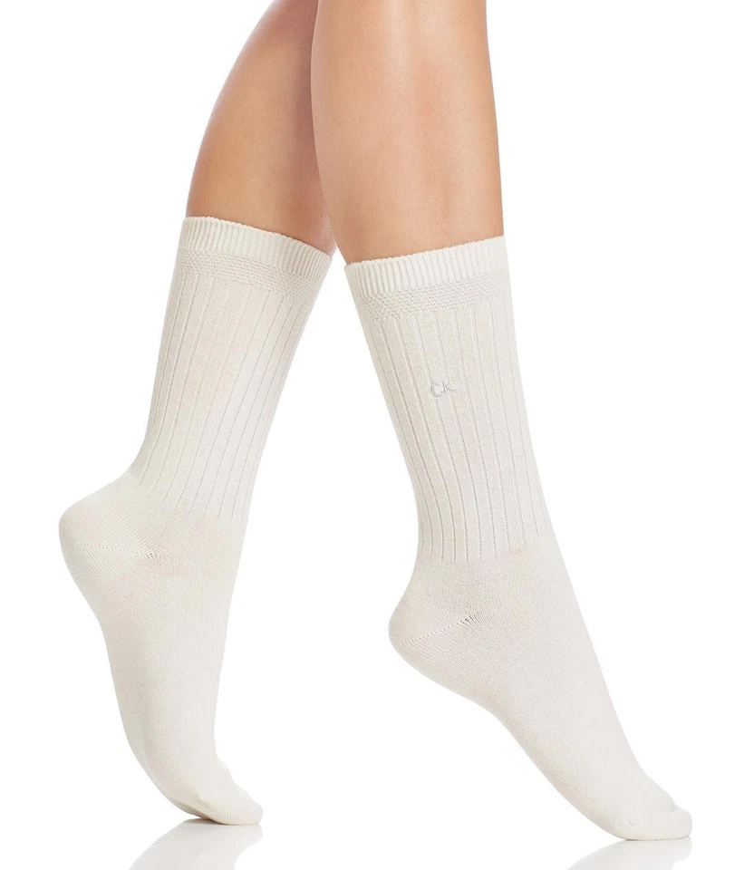 Calcetines cortos acanalados de lujo para mujer Calvin Klein ESF15073, talla única - marfil Foto 4 de 4