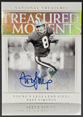Steve Young 2019 Panini National Treasures Treasured Moments Auto Holo Gold 8/10