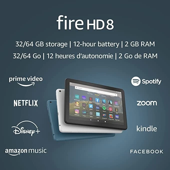 NEW Amazon Fire HD 8 10th Gen 8" HD Display 64GB Tablet, Black - Image 2 of 4