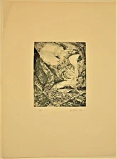 MICHAEL TORLEN Original Vintage Signed Coastal Seascape Ink Etching Engraving