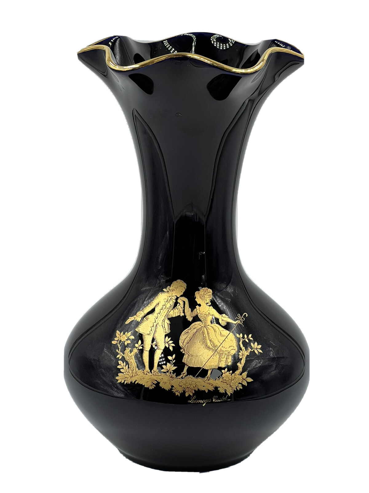 Limoges Castel Black with 22k Gold Vase Made in France eBay