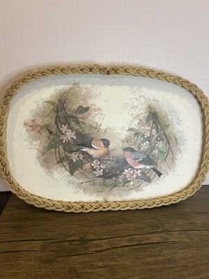 Vintage Melamin & Korb Blaumeise Imperial Serviertablett Smit of Guildford 12x18