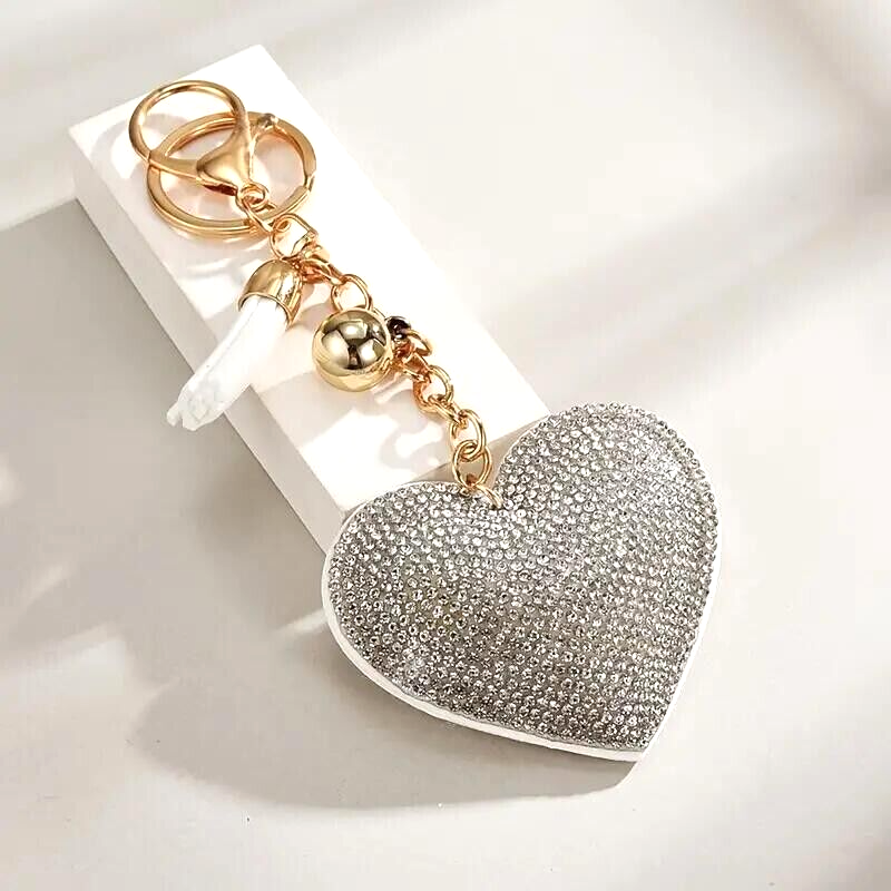 happy!品 Gray Heart Shape Keychain Handbag Pendant Keychain Pendant Bag