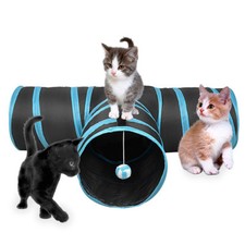 Pet Life 3-Way Kitting-Go-Seek Interactive Collapsible Passage Kitty Cat Tunnel