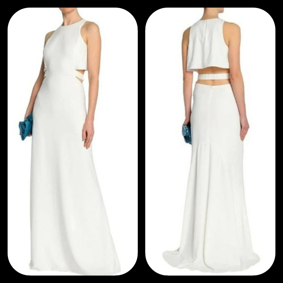 Halston heritage cutout crepe clearance gown