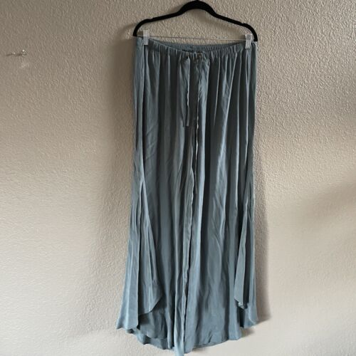 Soft Surroundings Pants Womens Medium Tall Green Sage Lagenlook Wide Flowy Boho