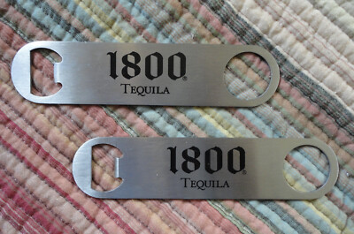 Set of 2 1800 Tequila speed Bottle Openers - brushed stainless steel