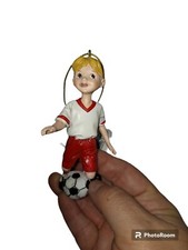 Kurt S Adler Christmas Ornament Girl Soccer Player Red
