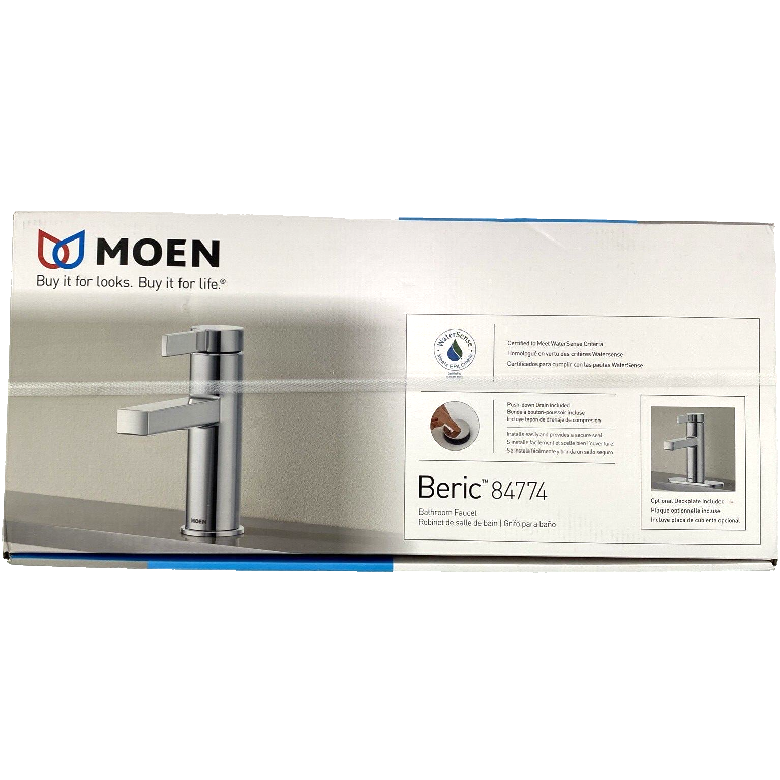 Moen 84774 Beric Einhebel-Badezimmerarmatur – Ein Loch, Chrom, Moderne Waschbecken-Armatur