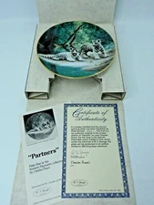 5 Plate Set W.L. George "Wild Cats" Gold Trim With Certificate 90-91 NIB Vintage