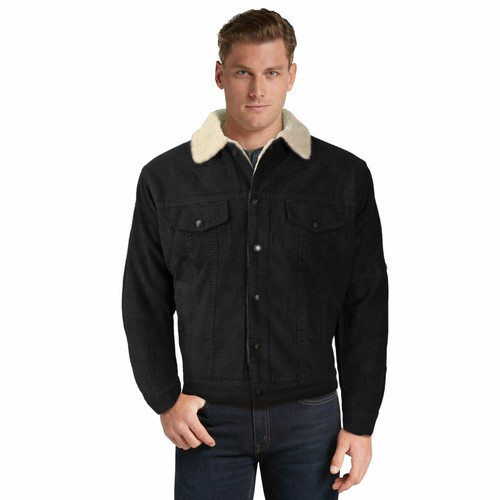 Men's Premium Classic Button Up Fur Lined Corduroy Sherpa Trucker Jacket - Picture 3 of 12