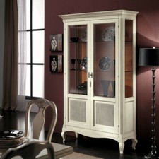 VETRINA ARGENTIERA  CRISTALLIERA CON PAGLIA DI VIENNA SOGGIORNO  VARI COLORI 