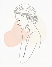 Digital Minimalist Line Art Woman Portrait - Modern Abstract Wall Art Print