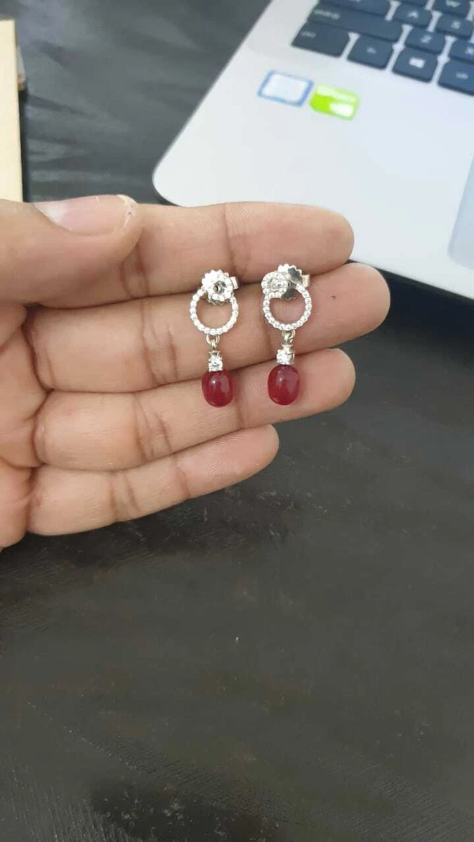 Beautiful Rose Pink Conch Pearl With Round Cut CZ Drop Dangle