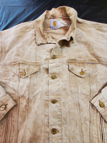 Carhartt 100th Anniversary Trucker Style Jacket Men’s XL Faded Beige Distressed - Picture 4 of 24