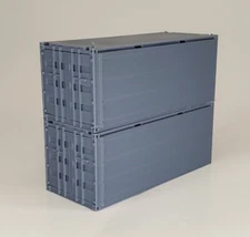 2 - HO Scale 20' ft FLAT SIDE Shipping Containers - Train Freight Car - Stacking