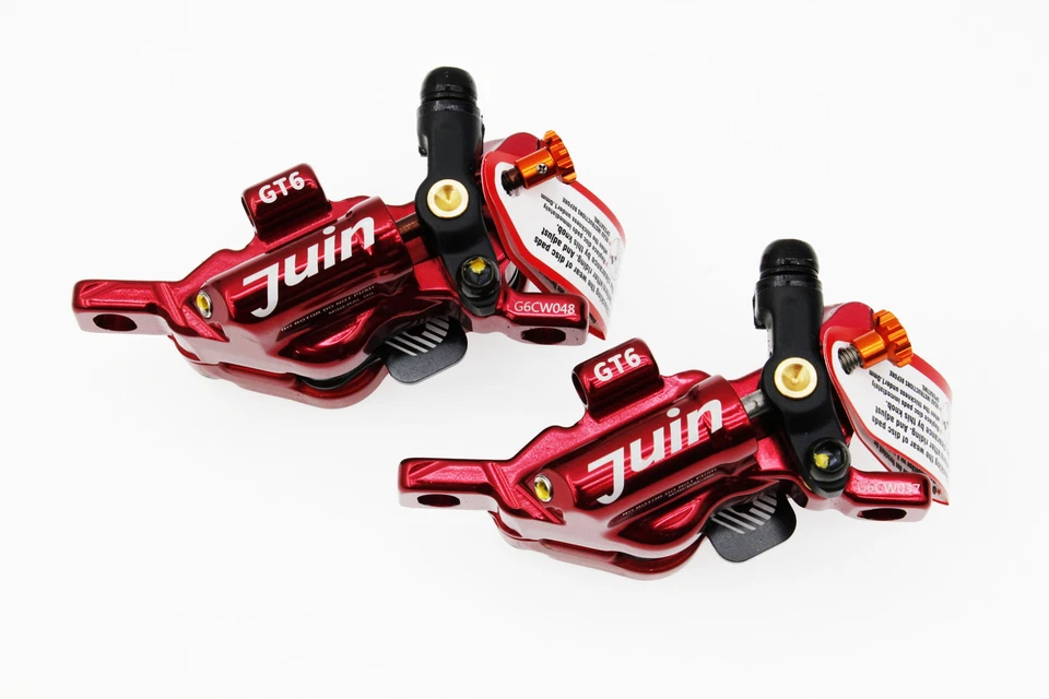 Juin Tech GTP6 MTB eBike Fahrrad 6-Kolben Hydraulische Scheibenbremse Bremssattel Set Rot - Bild 3 von 4