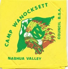 1972 Camp Wanocksett Neckerchief Nashua Valley Council Boy Scout of America BSA