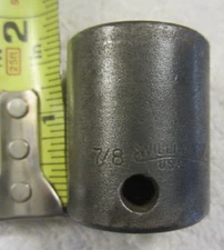 7/8" J.H. Williams A 4-628 SAE Shallow Impact Socket 1/2" Drive 6 point USA VTG