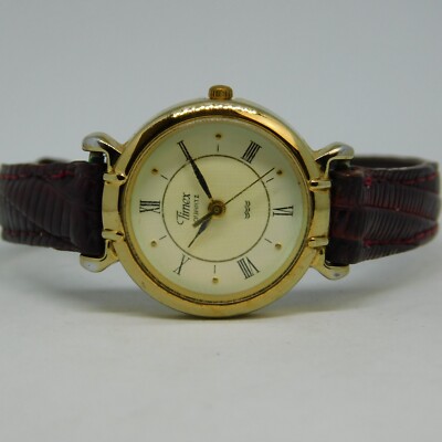 Timex 377 BA CELL Genuine Leather Quartz Analog Women's Watch New Battery