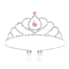 Small Tiara Women Crown Rhinestone Headband Birthday Wedding Pink Silver