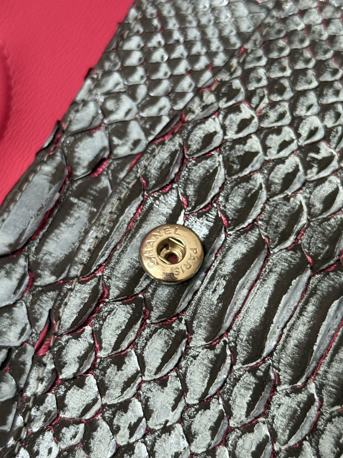 CHANEL Iridescent Blue Multicolor Python Classic … - image 22