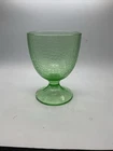 Footed Green Glass - Vintage Depression Era Glass - Crackle Pattern