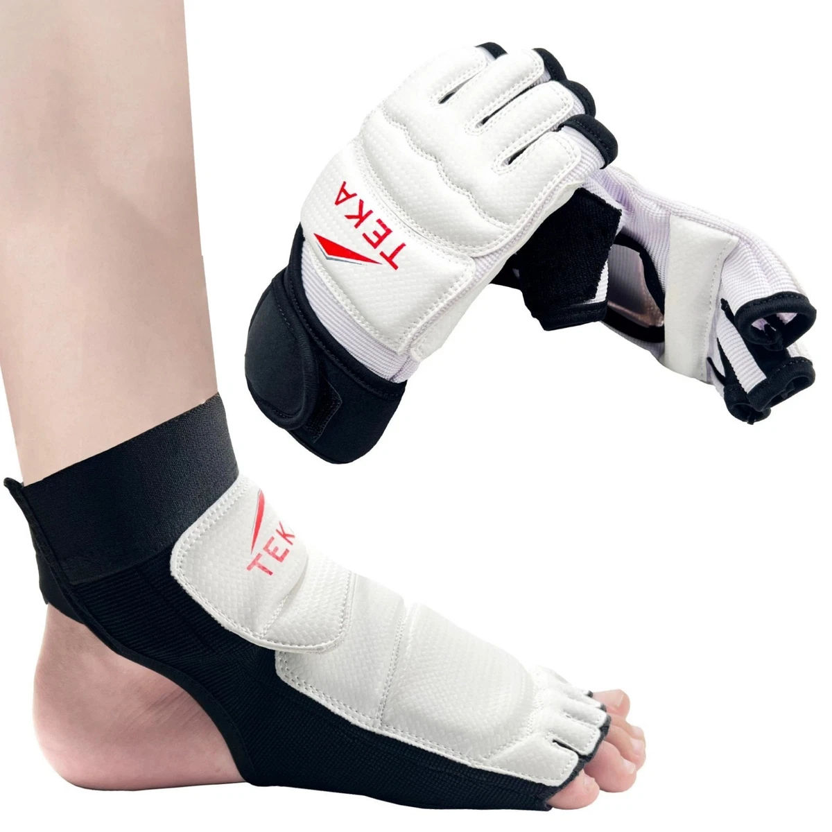 Dilwe Protège-pieds Taekwondo – Cheville Allongée 22 Cm, EVA + PU, Crochet Et Boucle, Respirant, Adulte/enfant