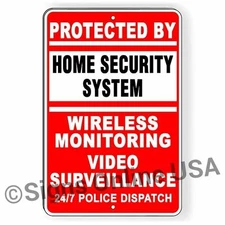 Protected By Home Security System Wireless Video Surveillance Heavy Duty Metal