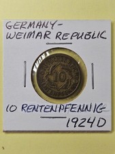 COINS - GERMAN WEIMAR REPUBLIC - 10 REICHSPFENNIG 1924 D