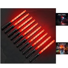 Versatile 10 Pack Traffic Safety Wands with 3 Flashing Modes - Bright LED Light