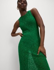 Marks & Spencer Womens Green Cotton Maxi Knitted Midi Dress - M&S