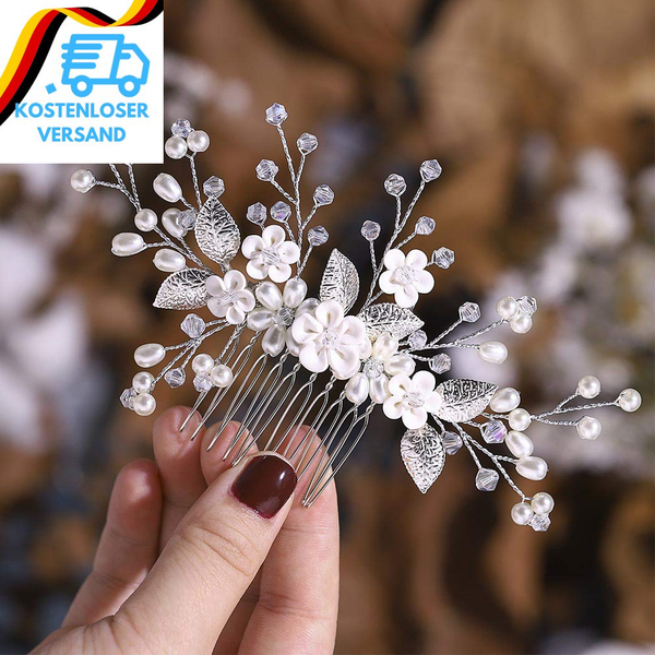 Edary Braut Hochzeit HaarkäMme Kristall Blume Braut Kopfschmuck Perlen Haarklamm-image