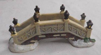 Miniature Christmas Village Arched Bridge with Lanterns 4.5''L x 1-7/8''H X 1.75''W