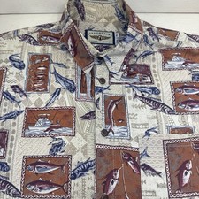Straight Down Mens XL Button‑Up Shirt Blue Sail Fish 100% Cotton Made in USA
