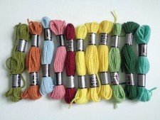 DMC Laine Tapisserie 100 Wool Yarn Lot of 11 Skeins Assorted Green Yellow Blue