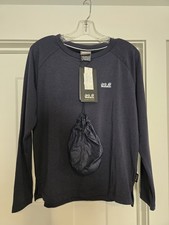 Womens Jack Wolfskin Infinite long sleeve t-shirt in blue With Tags/ Travel Bag